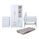 Ver imagem 2 de Quarto de Bebê Completo com Cômoda, Mini Berço com Colchão e Guarda Roupas Lila