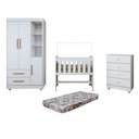 Ver imagem 2 de Quarto de Bebê Completo com Cômoda, Mini Berço com Colchão e Guarda Roupas Lila