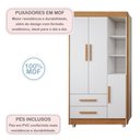 Ver imagem 5 de Quarto de Bebê Completo com Cômoda, Mini Berço com Colchão e Guarda Roupas Lila Amadeirado/Branco