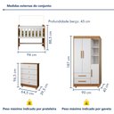 Ver imagem 3 de Quarto de Bebê Completo com Cômoda, Mini Berço com Colchão e Guarda Roupas Lila