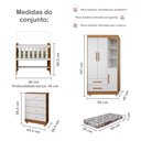 Ver imagem 3 de Quarto de Bebê Completo com Cômoda, Mini Berço com Colchão e Guarda Roupas Lila Amadeirado/Branco