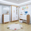 Ver imagem 1 de Quarto de Bebê Completo com Cômoda, Mini Berço com Colchão e Guarda Roupas Lila