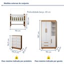 Ver imagem 3 de Quarto de Bebê Completo com Cômoda, Mini Berço com Colchão e Guarda Roupas Lila Amadeirado/Branco