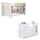 Ver imagem 1 de Berço Americano Lara e Cômoda Infantil Lívia Branco Brilho – Phoenix