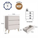 Ver imagem 6 de Cômoda para Quarto 3 Gavetas em MDF e MDP Curve Bege/Dunas