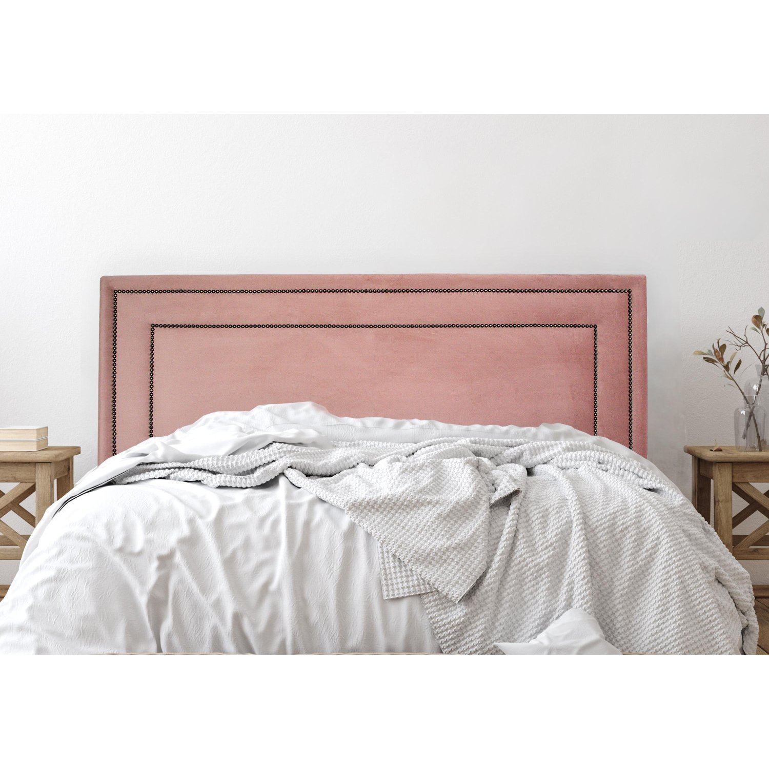 Cabeceira Casal Estofada para Cama Box com Tachas 140x60cm Reta Luxo Dupla - 1