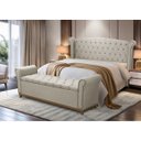 Ver imagem 1 de Kit Baú e Cabeceira Estofada Madeira Cama Box Grécia Queen:bege