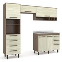Ver imagem 2 de Cozinha Compacta Modulada 4 Peças 5 Portas 7 Gavetas com Balcão para Pia Evolution Plus Marrom/Tannat/Legno Crema
