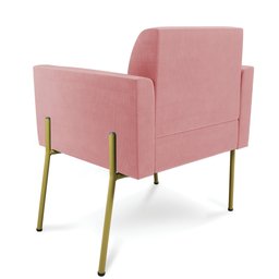 Poltrona Pé de Ferro Dourado Decorativa Marisa Suede Rosê D03 - D'rossi - 5