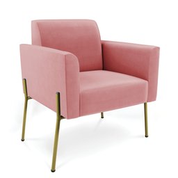 Poltrona Pé de Ferro Dourado Decorativa Marisa Suede Rosê D03 - D'rossi - 1