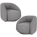 Ver imagem 1 de Kit 02 Poltronas Decorativas Giratória Angelina M03 Linho Cinza Escuro - Lyam Decor