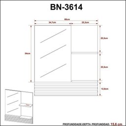 Gabinete Suspenso para Banheiro com Espelheira 60cm Marrom - 14 Gabinete Suspenso para Banheiro com Espelheira 60cm Marrom - 14