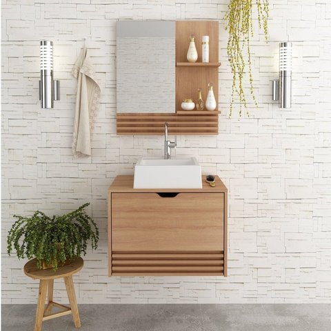 Gabinete Suspenso para Banheiro com Espelheira 60cm