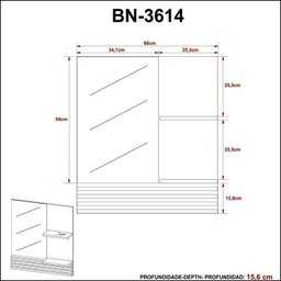 Gabinete Suspenso para Banheiro com Espelheira 60cm - 14