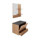 Ver imagem 3 de Gabinete Suspenso para Banheiro com Espelheira 60cm Marrom/Preto