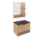 Ver imagem 2 de Gabinete Suspenso para Banheiro com Espelheira 60cm Marrom/Preto