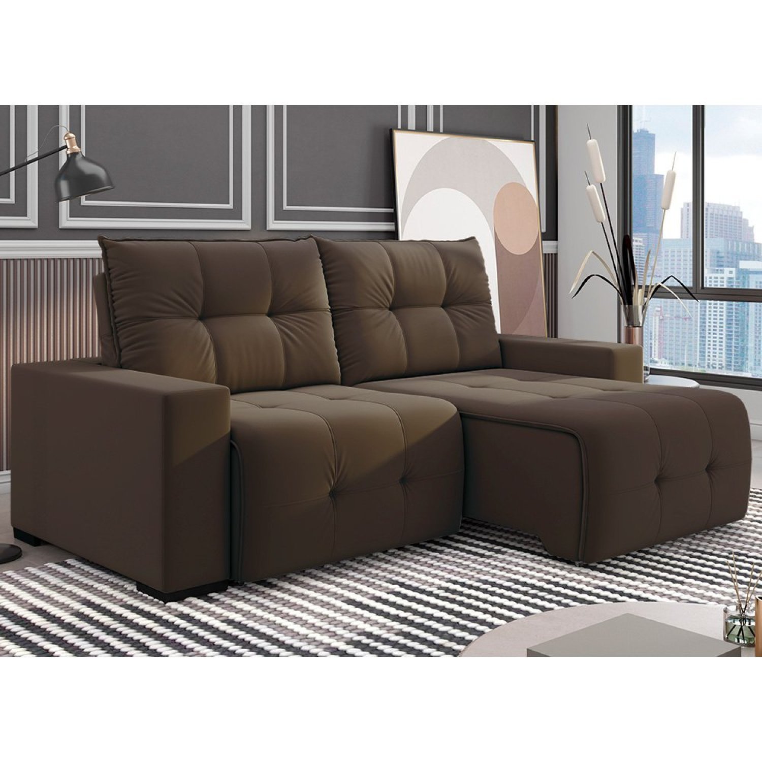 Sofá 4 Lugares Retrátil e Reclinável 250cm Noruega - 1