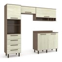 Ver imagem 2 de Cozinha Compacta Modulada 4 Peças 5 Portas 4 Gavetas Evolution Plus Marrom/Tannat/Legno Crema