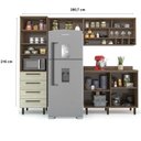 Ver imagem 3 de Cozinha Compacta Modulada 4 Peças 5 Portas 4 Gavetas Evolution Plus Marrom/Tannat/Legno Crema