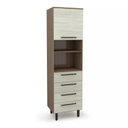 Ver imagem 4 de Cozinha Compacta Modulada 4 Peças 5 Portas 4 Gavetas Evolution Plus Marrom/Tannat/Legno Crema
