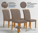 Ver imagem 3 de Conjunto 4 Cadeiras Estofadas MDF Miami Marrom Bege Yescasa Freijó/Camurça
