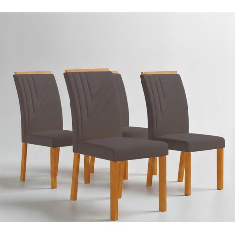 Conjunto 4 Cadeiras de Jantar Estofadas MDF Miami Cinza Escuro Yescasa