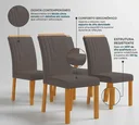 Ver imagem 3 de Conjunto 4 Cadeiras de Jantar Estofadas MDF Miami Cinza Escuro Yescasa Freijó/Chumbo