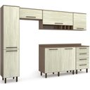 Ver imagem 2 de Cozinha Compacta Modulada 6 Peças 7 Portas 4 Gavetas Evolution Plus Marrom/Tannat/Legno Crema