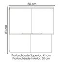 Ver imagem 3 de Armario Aereo 4 Portas 80 cm Bari Freijo Off Acetinado Poliman