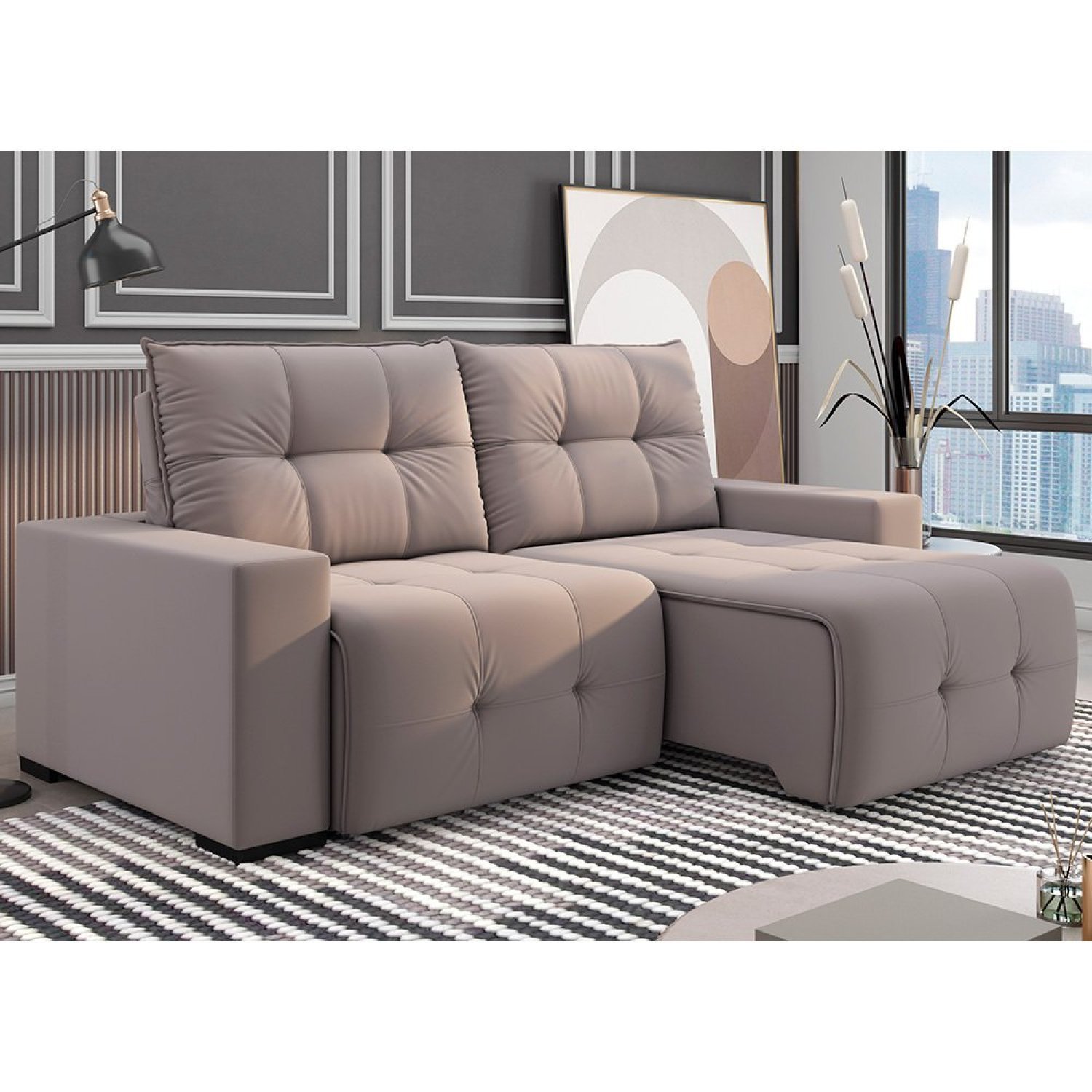 Sofa Retrátil e Reclinável 5 Lugares Noruega 290cm  - 1