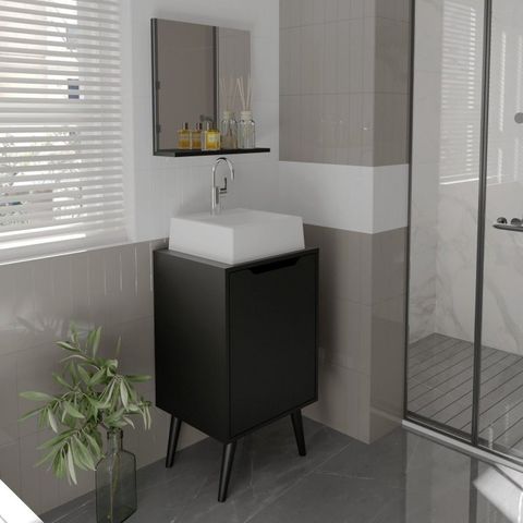 Gabinete para Banheiro com Espelheira 45cm Preto