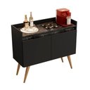 Ver imagem 1 de Aparador Buffet Gold Marmorizado 2 Portas Pés Madeira Maciça Preto/marmore Preto