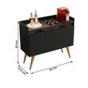 Ver imagem 4 de Aparador Buffet Gold Marmorizado 2 Portas Pés Madeira Maciça Preto/marmore Preto