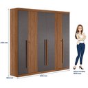 Ver imagem 2 de Guarda Roupa Ripado 6 Portas Buriti e Cômoda Havana Master com Rodizio Jatobá Grafite - Santos Andir
