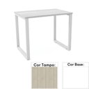 Ver imagem 1 de Mesa de Escritório Pé Tubular PE25 em MDP 90 x 45 cm Cor Nogueira CasaBlanca e Base Branca