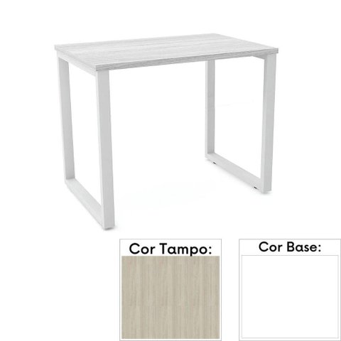 Mesa de Escritório Pé Tubular PE25 em MDP 90 x 45 cm Cor Nogueira CasaBlanca e Base Branca