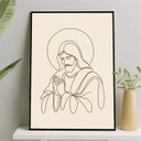 Ver imagem 1 de Quadro Jesus One Line - Marrom 24x18cm - com Vidro:moldura Preta