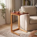 Ver imagem 1 de Mesa Lateral 40cm MDF com Pés de Madeira Maciça Bento Yescasa Marrom