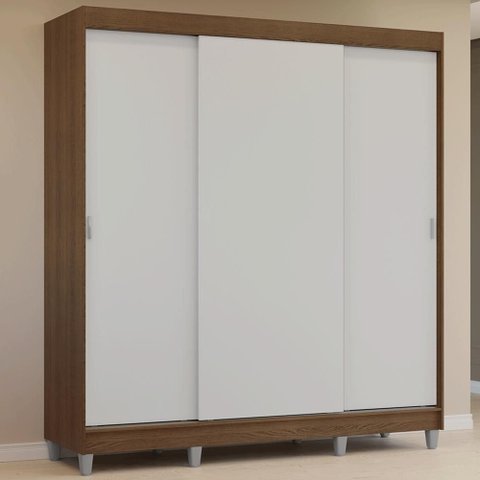 Guarda-Roupa Casal com Pés 3 Portas de Correr Reno Madesa