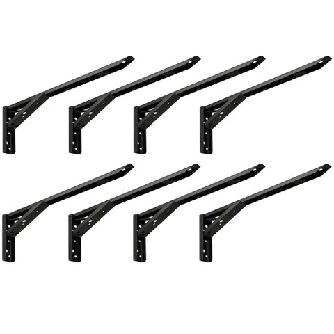 Kit 04 Pares Suporte para Mesa Dobrável Retrátil 30 Cm H02 Mão Francesa Preto - Lyam