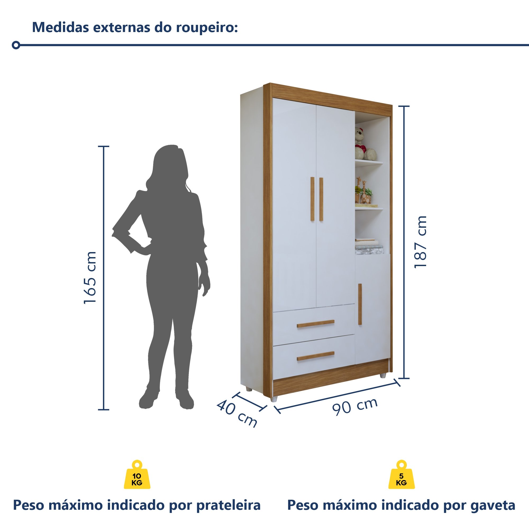 Quarto de Bebê Completo com Cômoda, Berço e Guarda Roupas Mia - 17