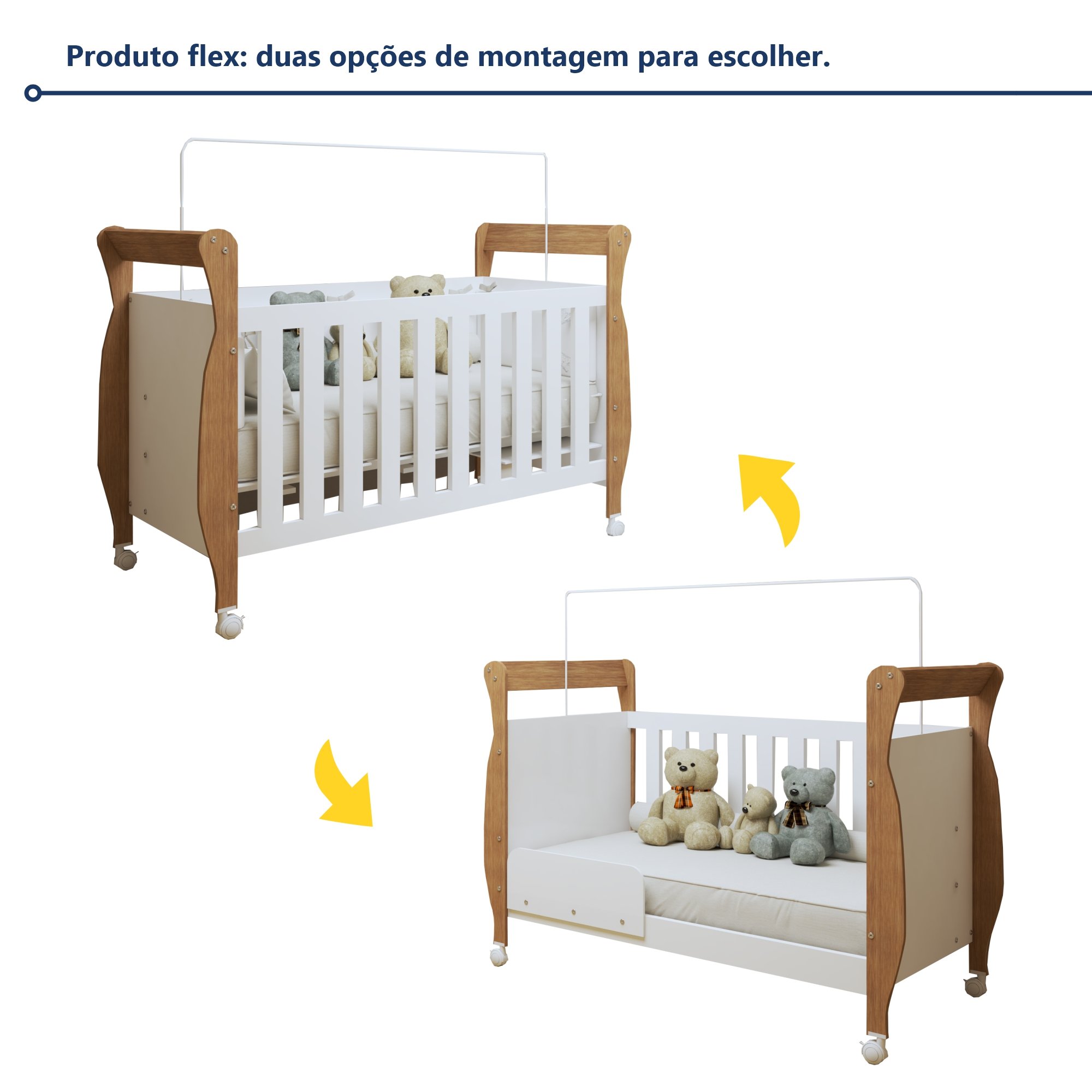 Quarto de Bebê Completo com Cômoda, Berço e Guarda Roupas Mia - 6