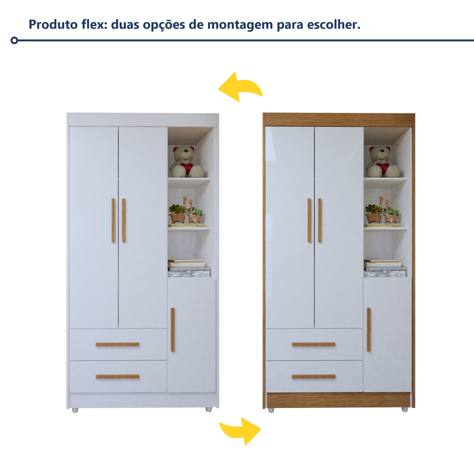 Quarto de Bebê Completo com Cômoda, Berço e Guarda Roupas Mia - 7