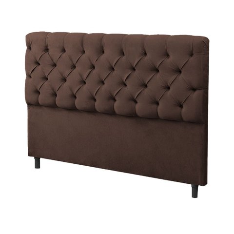 Cabeceira Sofia para Cama Box 195cm Suede Marrom - Vallisa Decor