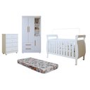 Ver imagem 2 de Quarto de Bebê Completo com Cômoda, Berço com Colchão e Guarda Roupas Mia