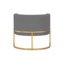 Ver imagem 4 de Kit 2 Poltronas Decorativas Luna Estofada Base Metálica Suede: Suede Cinza Escuro