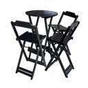 Ver imagem 2 de Kit 6 Jogos de Mesa Bistrô de Madeira Dobrável com 3 Banquetas - Preto