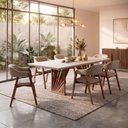 Ver imagem 3 de Mesa Jantar Base Madeira Maciça Retangular 200 cm 6 Lugares Tampo com Vidro Mesa Moderna Madeira