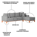 Ver imagem 5 de Sofá 4 Lugares Beny com Chaise Direito Linho Cinza