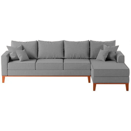 Sofá 4 Lugares Beny com Chaise Direito Linho Cinza - 2